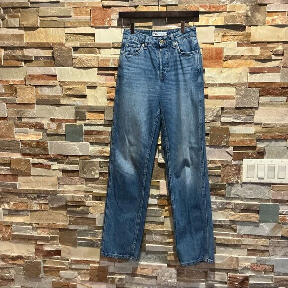 Zara Blue Straight Leg Jeans - Picture 1 of 6
